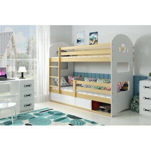 Gyerek emeletes ágy DOMINIK tárolóhellyel 80x160 cm - fenyő Fehér
