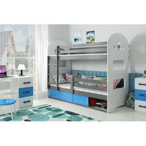 Gyerek emeletes ágy DOMINIK tárolóhellyel 80x160 cm - grafit Kék
